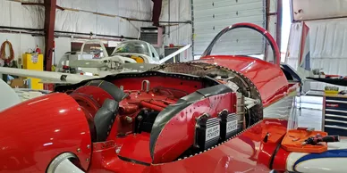 Red plane being built